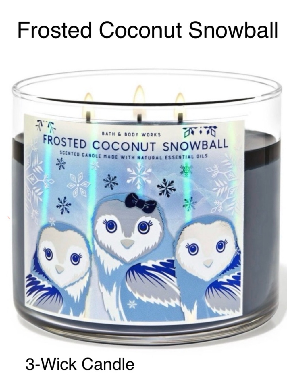 NIB Bath & Body Works “Frosted Coconut Snowball” 3-Wick Candle w Decorative Lid